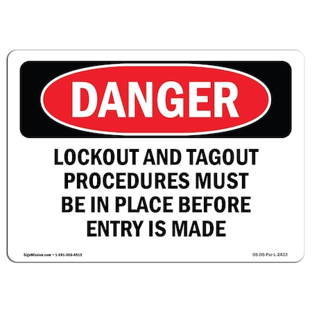 OSHA Danger, Lockout And Tagout Procedures Must Be In, 7in X 5in Decal